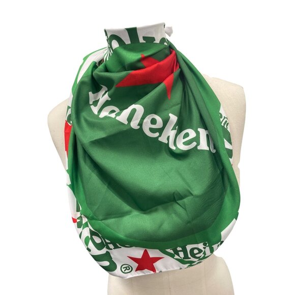 Heineken Logo Printed Green & White Promotional Scarf With Red Star Design - Picture 2 of 4